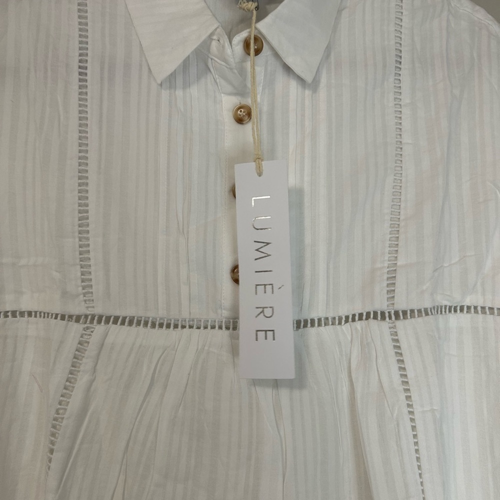NWT Lumiere White Tiered Ruffled Mini Dress, Size S - Picture 5 of 11